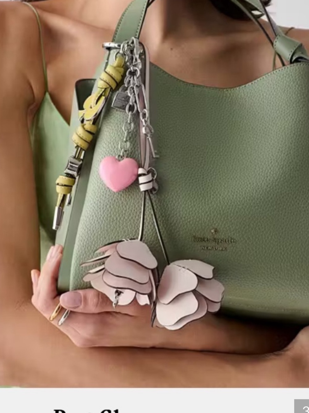 💖SPOTLIGHT💖NWT Kate Spade Powdered Sugar 3D Flower Bag Charm - Picture 3 of 5